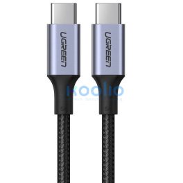   Ugreen US316 USB-C-USB-C töltő- és adatkábel, fonott, 5A, 100W, 2m, szürke