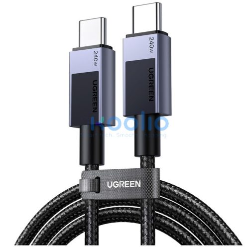 Ugreen L513 USB-C-USB-C töltő- és adatkábel, fonott, 5A, 240W, 1m, szürke