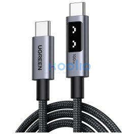   Ugreen Uno L509 USB-C-USB-C töltő- és adatkábel, fonott, 5A, PD, 100W, 1m, szürke