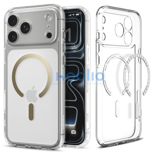 Spigen Ultra Hybrid MagFit Apple iPhone 17 Pro tok, MagSafe, Clear Gold, átlátszó-arany