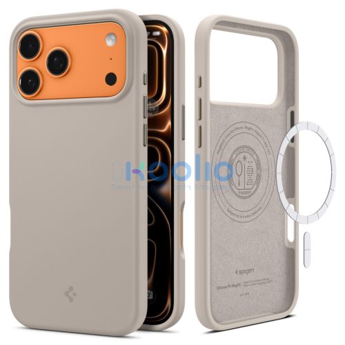 Spigen Silicone Fit Magfit Apple iPhone 17 Pro tok, MagSafe, Stone, szürke
