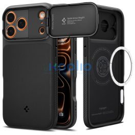   Spigen Optik Armor MagFit Apple iPhone 17 Pro Max tok, MagSafe, Black, fekete