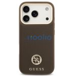 Guess 4G Grained Strass Logo Apple iPhone 17 Pro Max MagSafe tok kameravédő peremmel, barna-arany