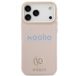 Guess 4G Grained Strass Logo Apple iPhone 17 Pro Max MagSafe tok kameravédő peremmel, rózsaszín-arany