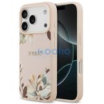 Guess Grained Flowers Classic Logo Apple iPhone 17 Pro MagSafe tok, virág minta, rózsaszín