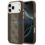 Guess 4G Stripe Apple iPhone 17 Pro MagSafe tok kameravédő kerettel, barna-arany