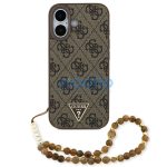 Guess 4G Strap Triangle Logo Apple iPhone 17 MagSafe hátlap tok karpánttal, barna-arany