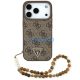 Guess 4G Strap Triangle Logo Apple iPhone 17 Pro MagSafe hátlap tok karpánttal, barna-arany