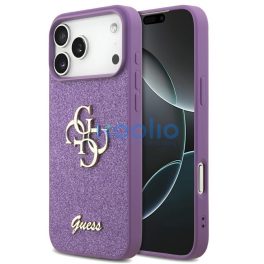   Guess Fixed Glitter Big 4G Apple iPhone 17 Pro hátlap tok, csillámos, lila