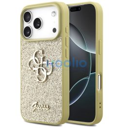   Guess Fixed Glitter Big 4G Apple iPhone 17 Pro hátlap tok, csillámos, arany