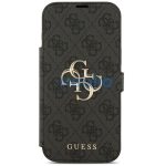 Guess Book 4G Metal Logo Apple iPhone 17 Pro Max oldalra nyíló tok kártyatartóval, fekete