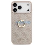 Guess 4G Ring Stand Apple iPhone 17 Pro Max tok, gyűrű alakú tartóval, rózsaszín