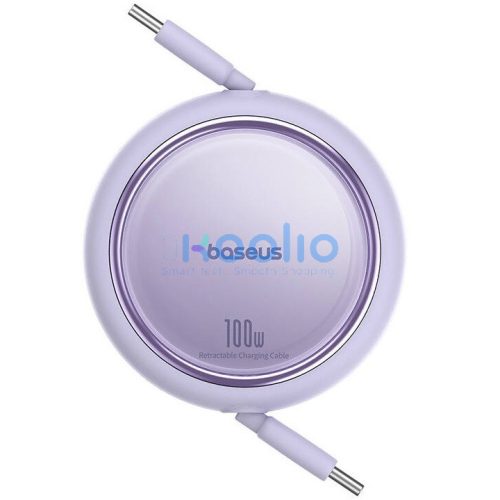 Baseus Free2Draw Mini USB-C töltő-és adatkábel, kihúzható, automata behúzó funkcióval, 100W, 1m, lila