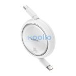 Baseus Free2Draw Mini USB-C töltő-és adatkábel, kihúzható, automata behúzó funkcióval, 100W, 1m, fehér