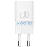 Baseus GaN5 Mini USB-C hálózati gyorstöltő adapter, 20W, fehér