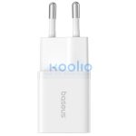 Baseus GaN5 Mini USB-C hálózati gyorstöltő adapter, 25W, fehér