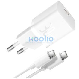   Baseus GaN5 Mini USB-C hálózati gyorstöltő adapter 30W, + USB-C-USB-C fonott kábel, 100W, fehér