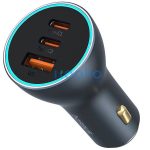 Baseus Golden Contactor Pro GaN 2xUSB-C-USB-A autós töltő, 65W, szürke