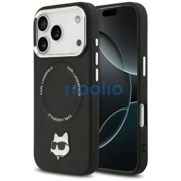   Karl Lagerfeld Choupette Pin Apple iPhone 17 Pro MagSafe kompatibilis hátlap tok, fekete