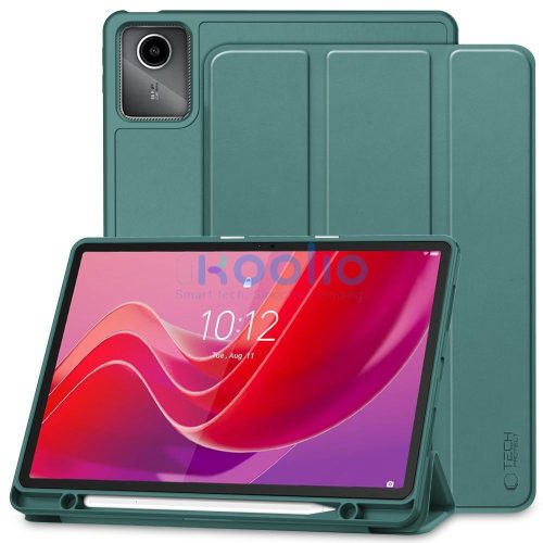 Tech-Protect Sc Pen Lenovo Tab M11 oldalra nyíló, kitámasztható mappa tok ceruza tartóval, zöld
