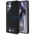 BMW Leather Tricolor Stripe Samsung Galaxy S25 Ultra MagSafe hátlap tok, fekete