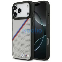   BMW M Tricolor Metal Logo Apple iPhone 17 Pro Max MagSafe hátlap tok, szürke