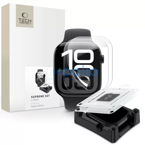 Tech-Protect Supreme Set Apple Watch 11 / Watch 10 42mm kijelzővédő fólia felhelyező kerettel (2db)