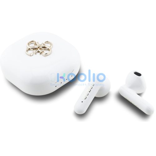 Guess 4G Metal Logo TWS vezeték nélküli fülhallgató, fehér-arany