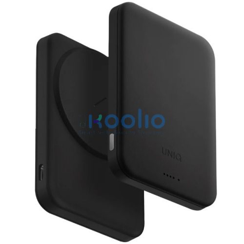 Uniq Lyden Lexa Fast Wireless USB-C PD Powerbank / külső akkumulátor, MagSafe, kompakt, 5000mAh, Dallas Black, fekete