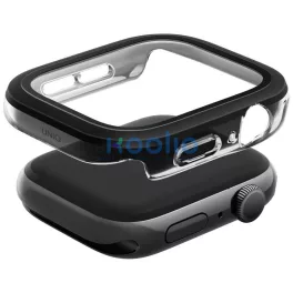   Uniq Voute Apple Watch 11 / Watch 10 46mm műanyag tok, tempered glass kijelzővédő üvegfóliával, fekete