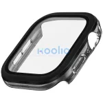 Uniq Voute Apple Watch 11 / Watch 10 46mm műanyag tok, tempered glass kijelzővédő üvegfóliával, fekete
