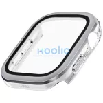 Uniq Voute Apple Watch 11 / Watch 10 46mm műanyag tok, tempered glass kijelzővédő üvegfóliával, ezüst