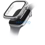 Uniq Voute Apple Watch 11 / Watch 10 46mm műanyag tok, tempered glass kijelzővédő üvegfóliával, ezüst