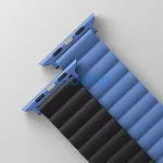 Uniq Revix Apple Watch 44/45/46/49mm mágneses szilikon szíj, állítható, kék-fekete