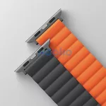 Uniq Revix Apple Watch 44/45/46/49mm mágneses szilikon szíj, állítható, narancs-szürke