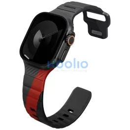   Uniq Stride De Rubber Apple Watch 44/45/46/49mm gumis szilikon szíj, fekete-piros