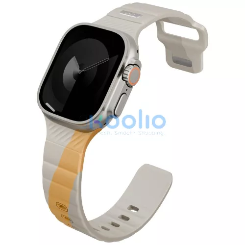 Uniq Stride De Rubber Apple Watch 44/45/46/49mm gumis szilikon szíj, bézs-sárga