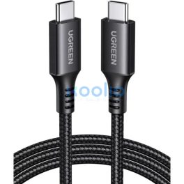   Ugreen US567 USB-C-USB-C töltő-és adatkábel, Nylon, 60W, 3A, 1m, fekete