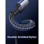 Ugreen US567 USB-C-USB-C töltő-és adatkábel, Nylon, 60W, 3A, 1m, fekete