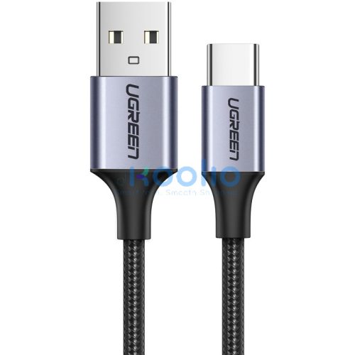 Ugreen US316 USB-A-USB-C töltő- és adatkábel, fonott, 3A, 18W, 1m, fekete