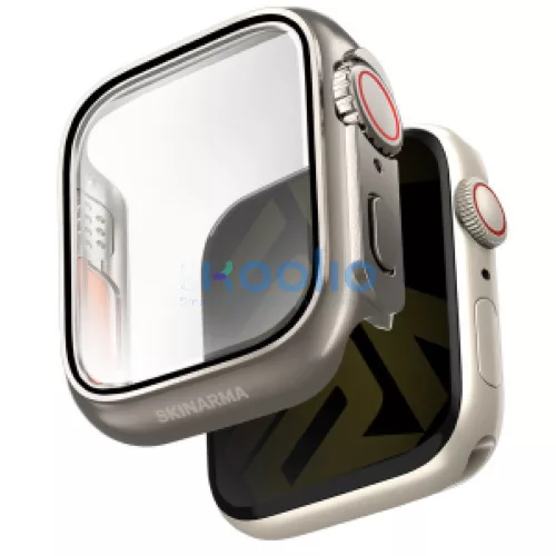 Skinarma Gado Apple Watch 11 / Watch 10 46mm tempered glass üvegfólia / tok, titanium (ezüst)