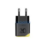 Tactical Minimi USB-C gyorstöltő adapter, kompakt, GaN, 20W, sárga-fekete