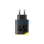 Tactical Minimi 2xUSB-C-USB-A gyorstöltő adapter, kompakt, GaN, 65W, sárga-fekete