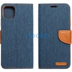 Apple iPhone 15 Pro Max, Oldalra nyíló tok, stand, Canvas Book, sötétkék
