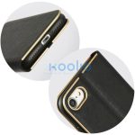 Apple iPhone 15, Oldalra nyíló tok, stand, Luna Book, fekete