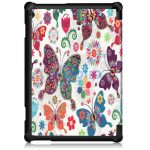 Samsung Galaxy Tab S9 FE Plus (12.4) SM-X610 / X616B, mappa tok, színes nagy pillangó minta, Trifold, fehér