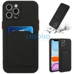 Samsung Galaxy A36 5G SM-A366B, Szilikon tok, kártyatartóval, Wooze Card Slot, fekete