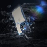 Samsung Galaxy A36 5G SM-A366B, Szilikon tok, közepesen ütésálló, légpárnás sarok, akril hátlap, Anti-Drop Case, átlátszó/sötétkék