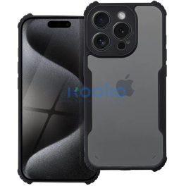   Apple iPhone 17 Pro Max, Szilikon tok, közepesen ütésálló, légpárnás sarok, akril hátlap, Anti-Drop Case, átlátszó/fekete