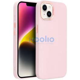   Apple iPhone 17 Pro, Szilikon tok, közepesen ütésálló, fémhatású kamera keret, Frame Case, rózsaszín